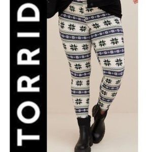 ❤️NWT VINTAGE TORRID LEGGING - FULL LENGTH HIGH RISE POWDERPUFF SNOWFLAKE PRINT
